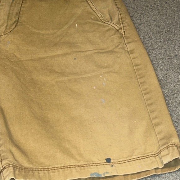 American Eagle Distressed Khaki Tan Shorts Paint Splatter Work Ware- Size 31 AEO - Picture 3 of 12